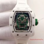 Fake Richard Mille RM 052 SS White Ceramic Bezel Green Skull Dial Watch